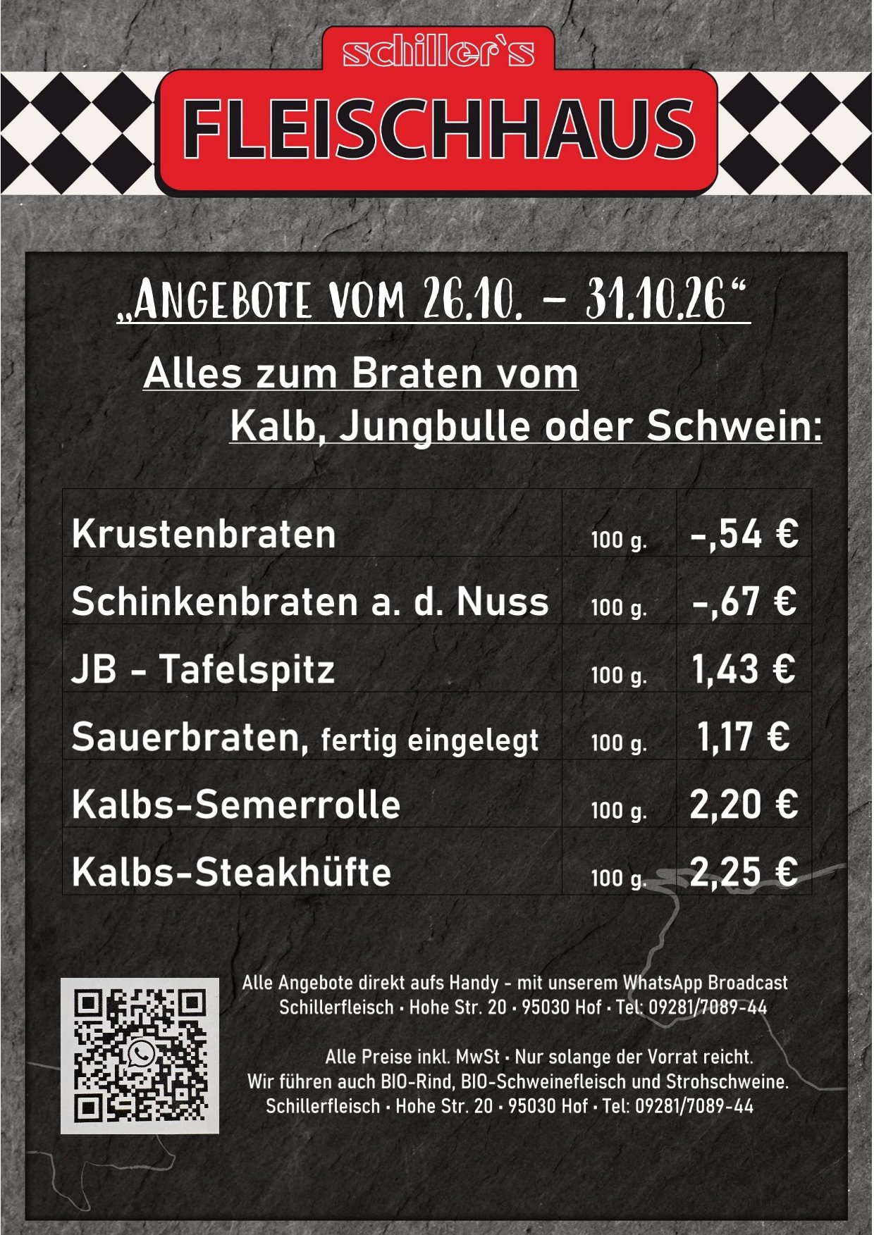 Fleischhaus Wochenangebote 26.10.-31.10.2026